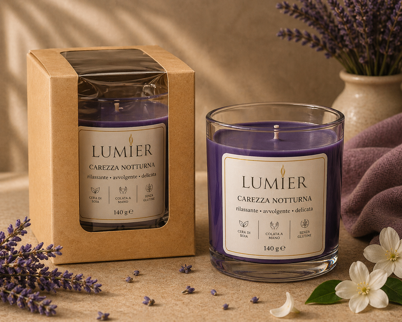 Carezza Notturna – Candela Profumata alla Lavanda | LUMIER