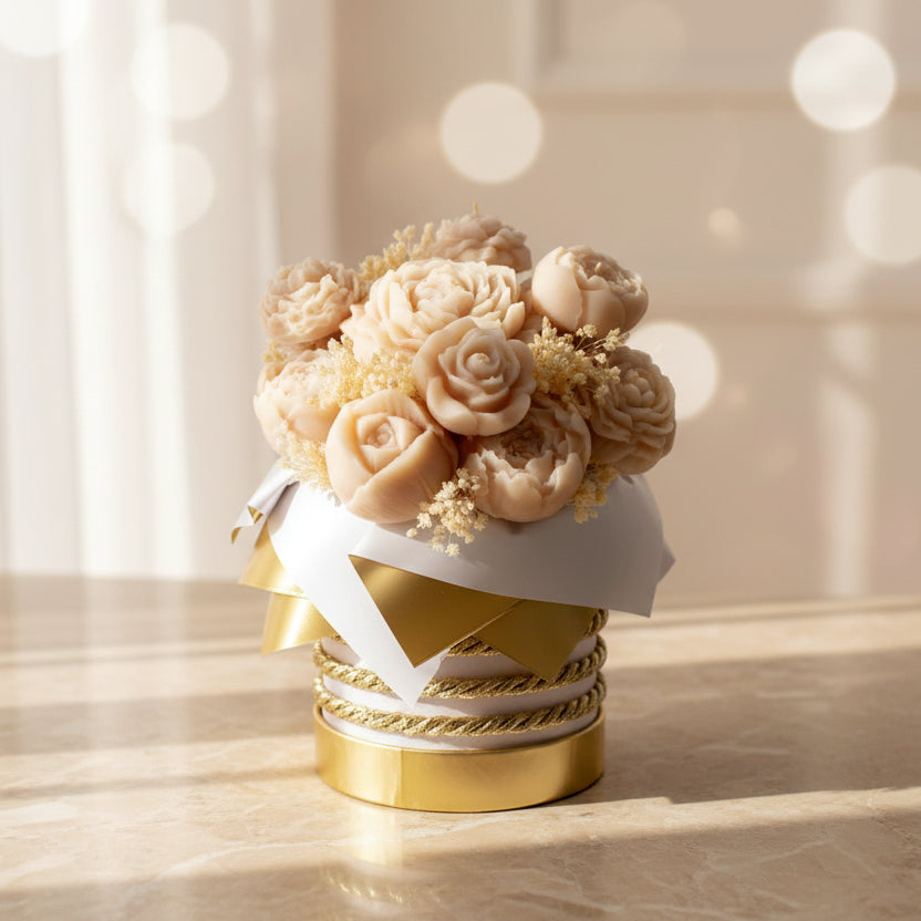 bouquet rose peonie LUMIER idea regalo artigianale