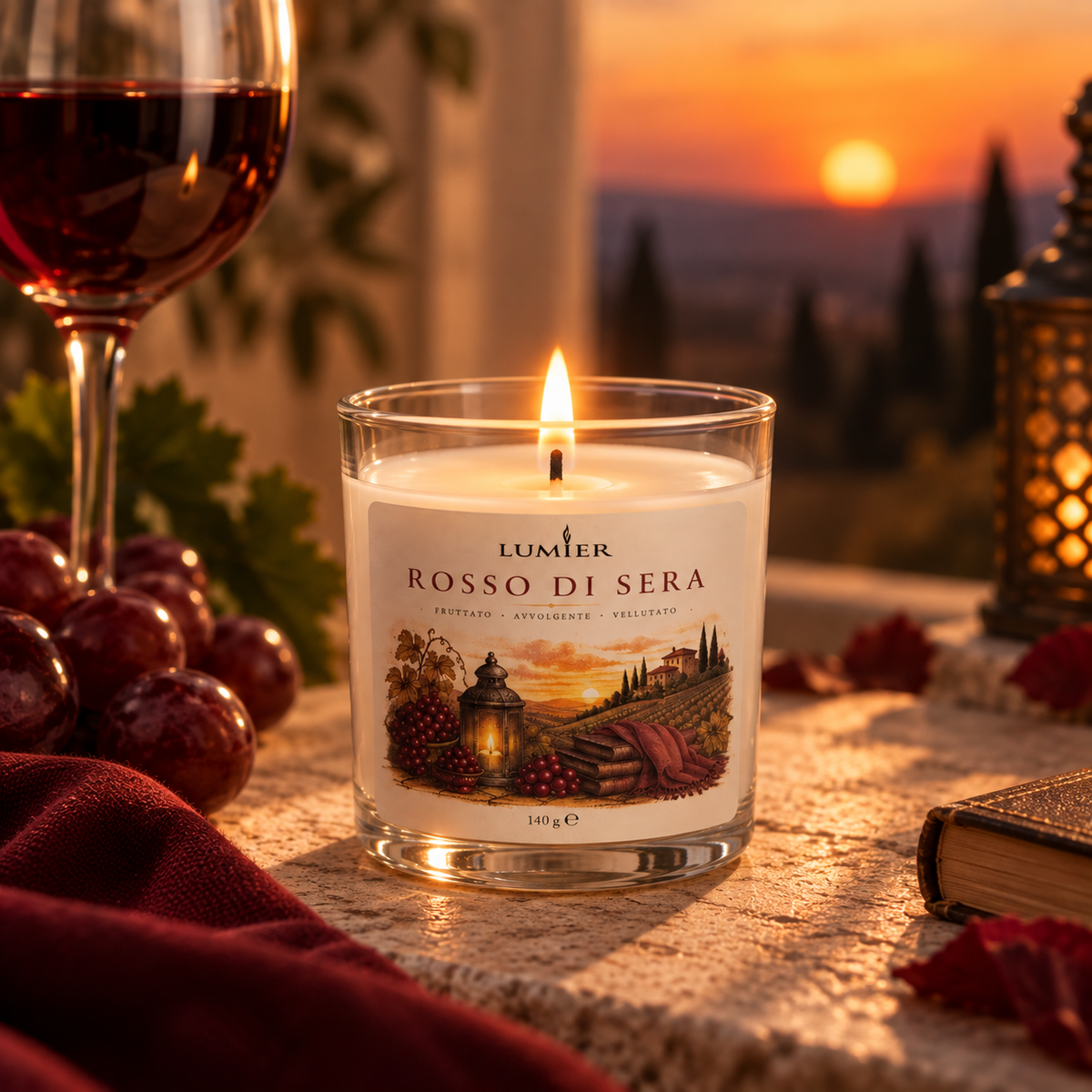 Rosso di Sera – Candela Profumata Intensa e Avvolgente | LUMIER