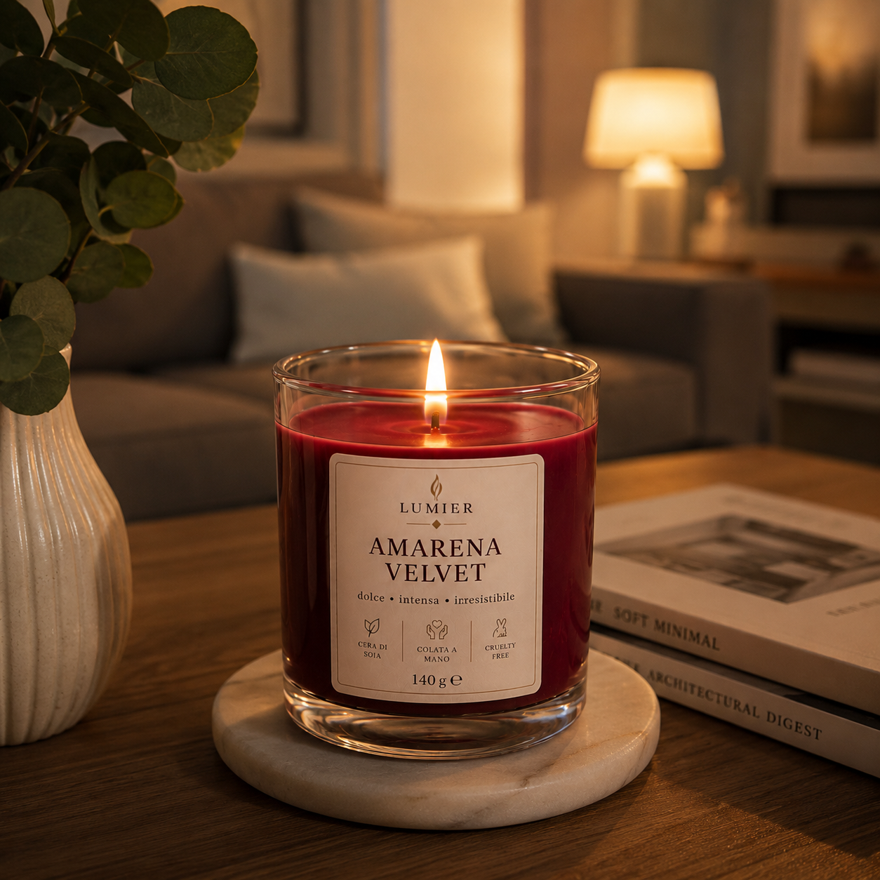 Amarena Velvet – Candela Profumata all'Amarena e Vaniglia | LUMIER