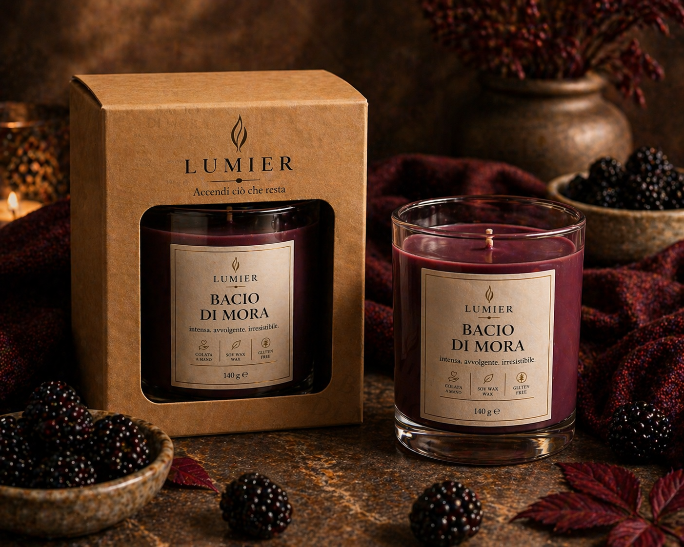Bacio di Mora – Candela Profumata ai Frutti di Bosco | LUMIER