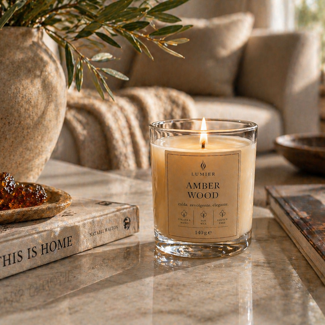 Amber Wood – Candela Profumata all'Ambra e Legno | LUMIER