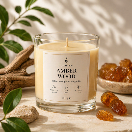 Amber Wood – Candela Profumata all'Ambra e Legno | LUMIER