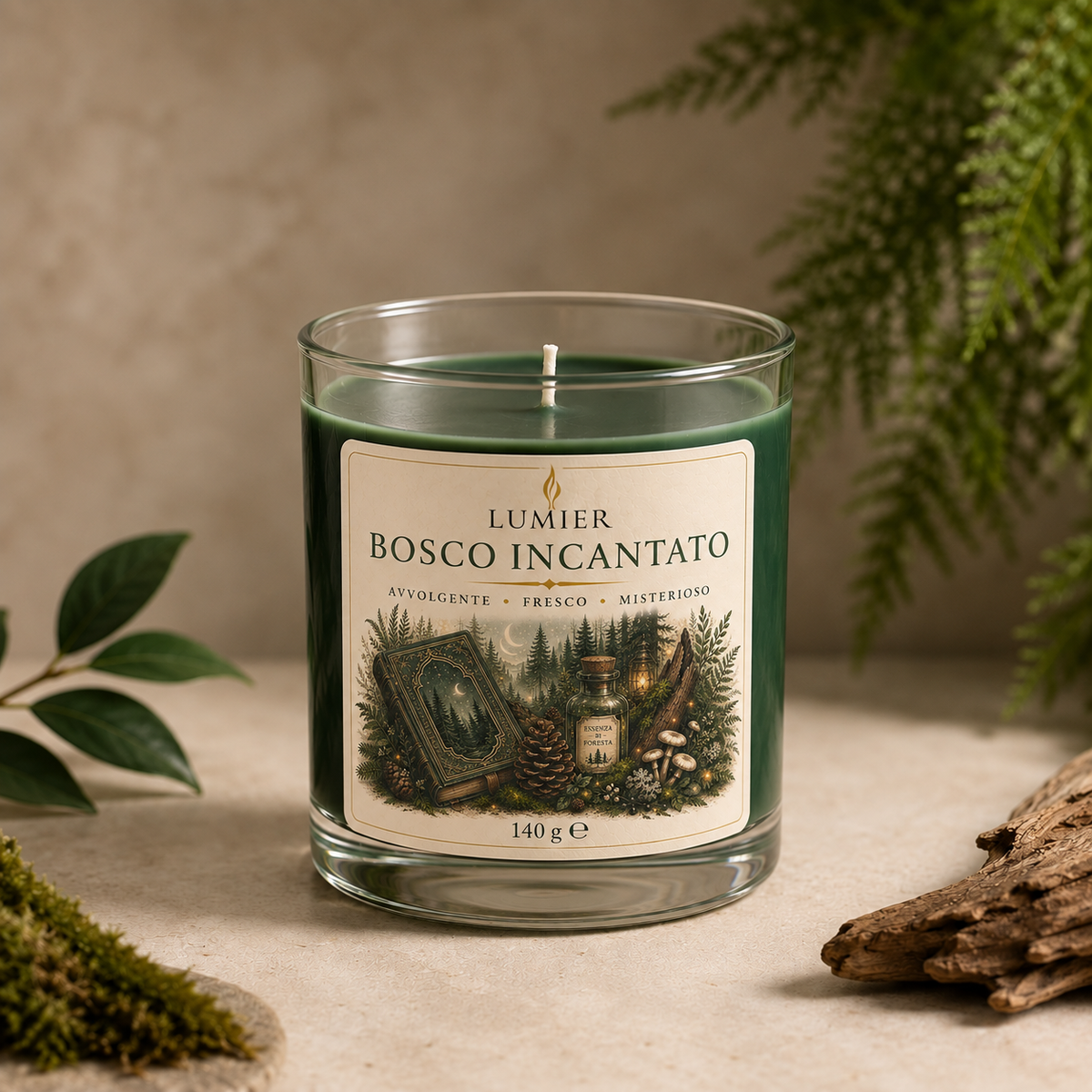 Bosco Incantato – Candela Profumata al Pino e Muschio | LUMIER