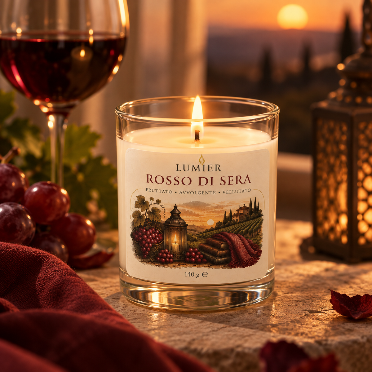 Rosso di Sera – Candela Profumata Intensa e Avvolgente | LUMIER