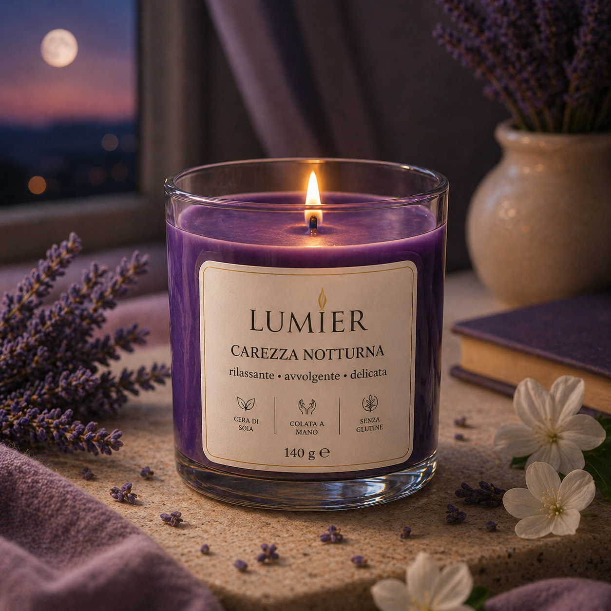 Carezza Notturna – Candela Profumata alla Lavanda | LUMIER