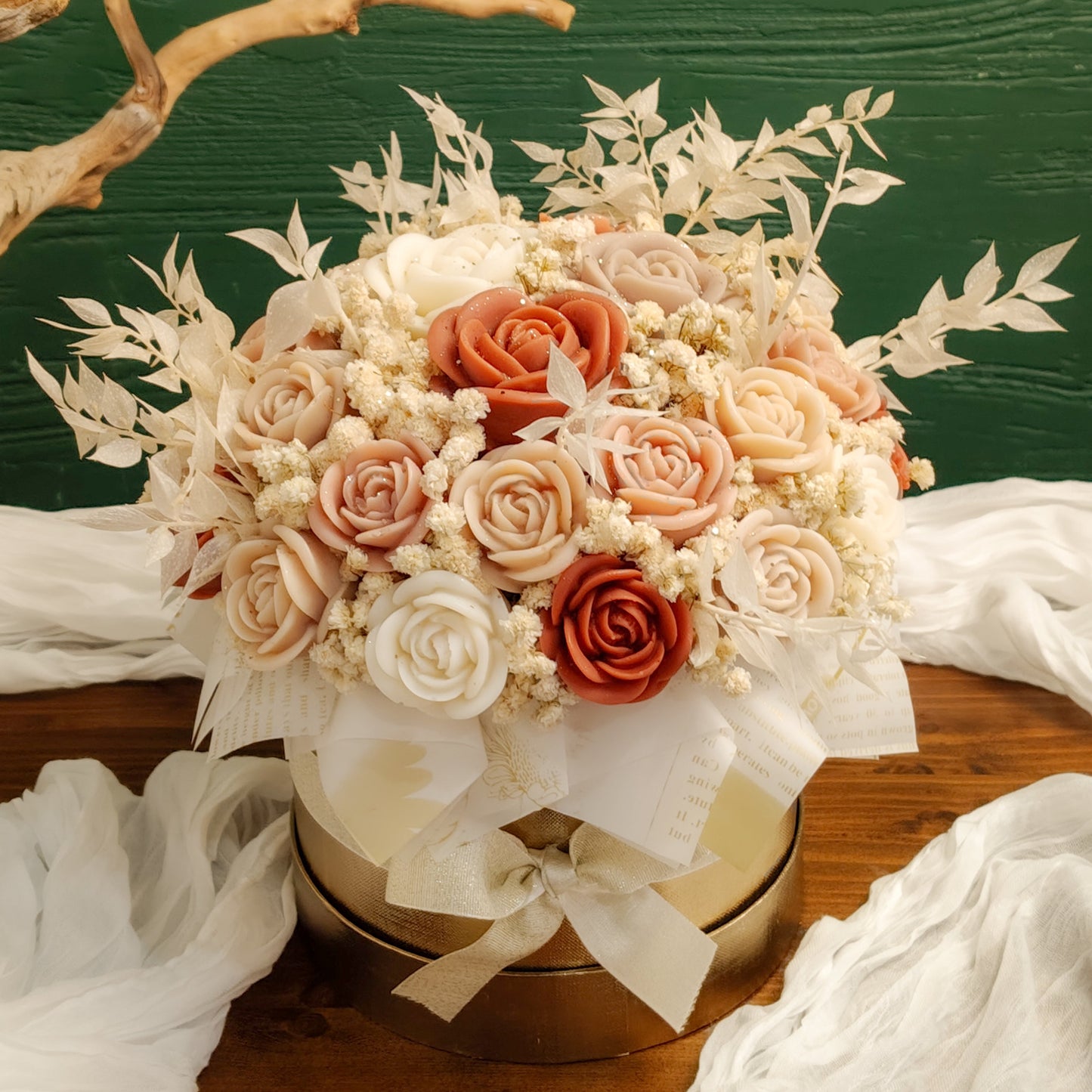 🌸 Bouquet Ambrée – Fiori di Cera Fatti a Mano | LUMIER