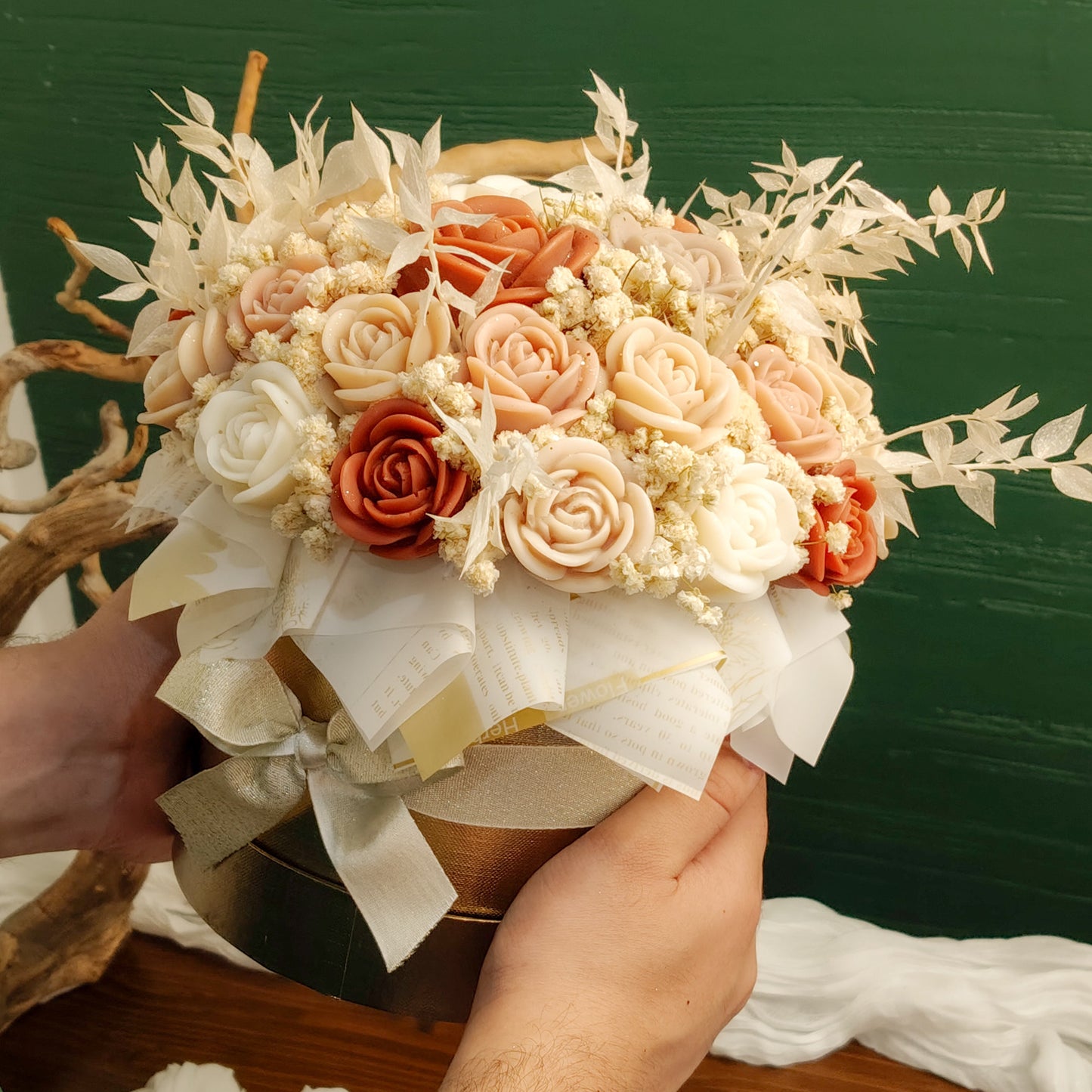 🌸 Bouquet Ambrée – Fiori di Cera Fatti a Mano | LUMIER
