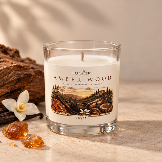 Amber Wood – Candela Profumata Calda e Avvolgente | LUMIER